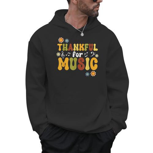 Retro Thankful For Music Floral Music Teacher Thanksgiving Men Women Men Hoodie - teacherstshirts.com