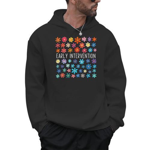 Retro Wildflower Early Intervention Teacher Interventionist Men Hoodie - teacherstshirts.com AU