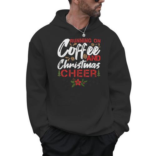 Running On Coffee And Christmas Cheer Lover Teacher For Men Women Kids Men Hoodie - teacherstshirts.com