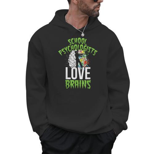 School Psychologists Love Brains Halloween Teacher Counselor Men Hoodie - teacherstshirts.com