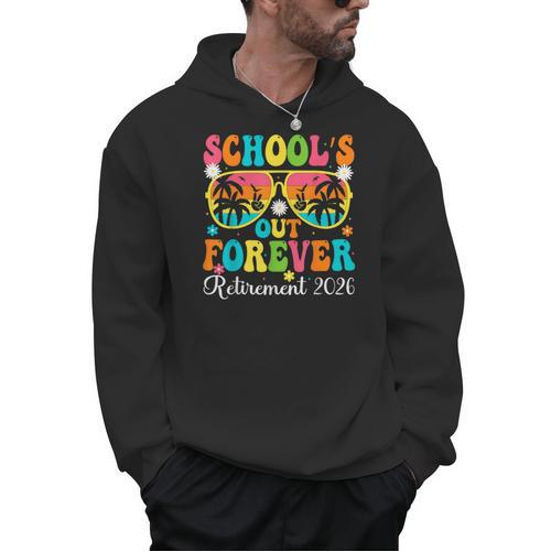 School's Out Forever Retirement 2026 Retro Retired Teacher Men Hoodie - teacherstshirts.com AU