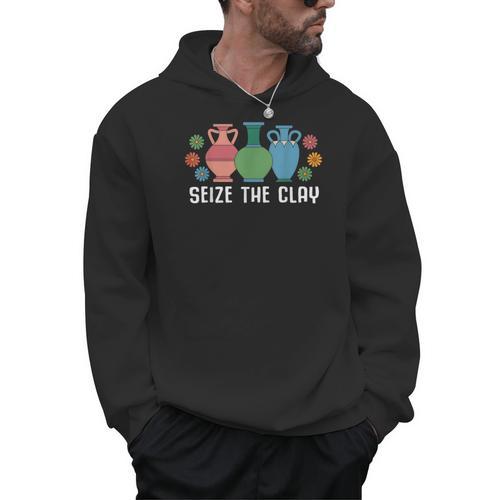 Seize The Clay Pottery Teacher Ceramics Potter Maker Men Hoodie - teacherstshirts.com UK