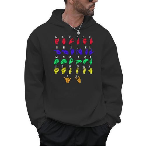 Sign Language Alphabet For ASL Interpreter Deaf Teacher Stud For Men Women Girls Kids Men Hoodie - teacherstshirts.com