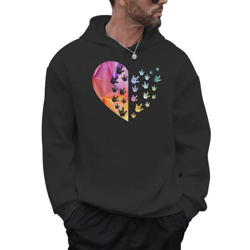 Sign Language Heart ASL For Deaf Teacher Men Hoodie - teacherstshirts.com AU