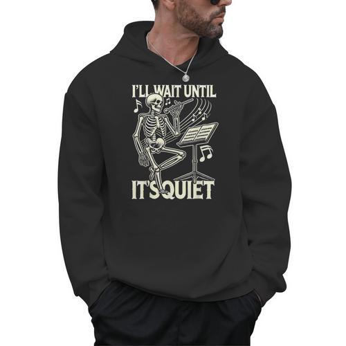 Skeleton Music Teacher I'Ll Wait Until It's Quiet Men Hoodie - teacherstshirts.com UK
