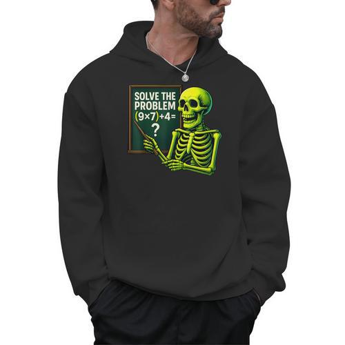 Solve The Problem Skeleton Teacher Halloween Math Six Seven Men Hoodie - teacherstshirts.com AU