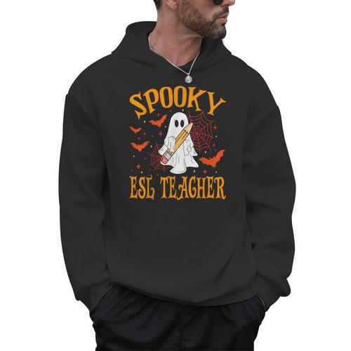 Spooky ESL Teacher Ghost Halloween School Women Men Hoodie - teacherstshirts.com