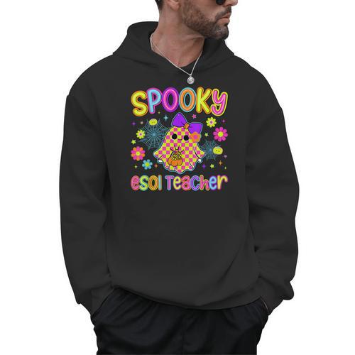 Spooky ESOL Teacher Halloween ESOL Teaching Coquette Men Hoodie - teacherstshirts.com AU