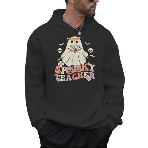 Spooky Teacher Groovy Retro Ghost Teacher Halloween 2023 For Men Women Kids Men Hoodie - teacherstshirts.com AU