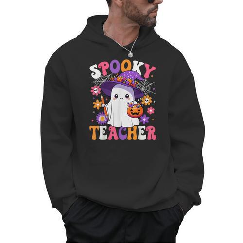 Spooky Teacher Halloween Cute Halloween Teacher Ghost Men Hoodie - teacherstshirts.com AU