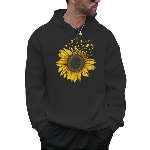 Sunflower Puzzle Pieces Autism Awareness For Mom Teacher For Women Men Hoodie - teacherstshirts.com DE