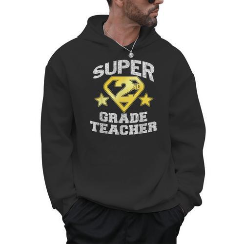 Super 2nd Grade Teacher Hero Men Hoodie - teacherstshirts.com