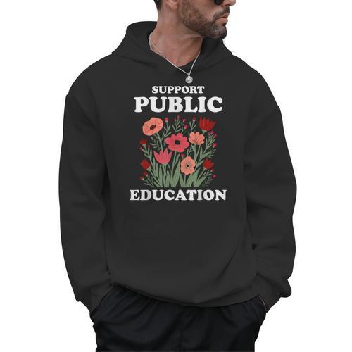 Support Public Education Cute Floral Teacher Red For Ed Men Hoodie - teacherstshirts.com