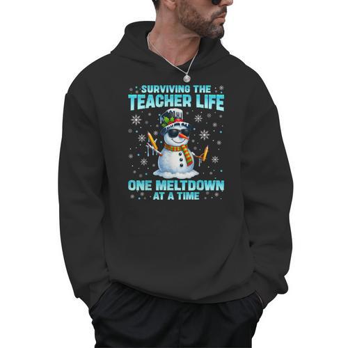 Surviving The Teacher Life Pjs Pajamas Christmas Xmas Teache Men Hoodie - teacherstshirts.com