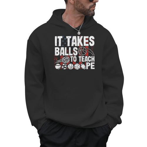 It Takes Balls To Teach Pe Teacher Chaos Coordinator US Flag Men Hoodie - teacherstshirts.com AU