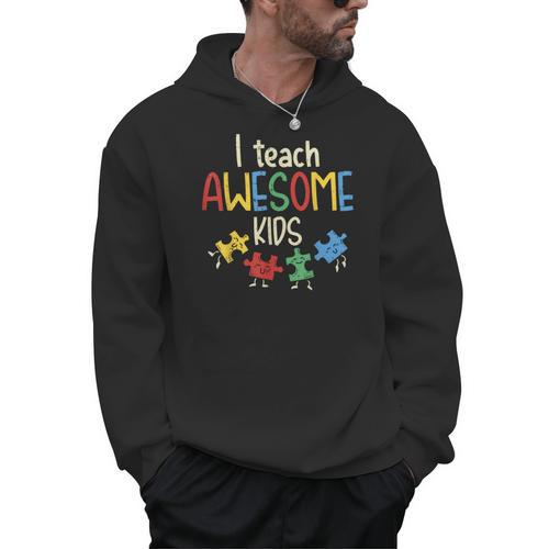 I Teach Awesome Kids Shirt Autism Special Education Teacher Men Hoodie - teacherstshirts.com CA