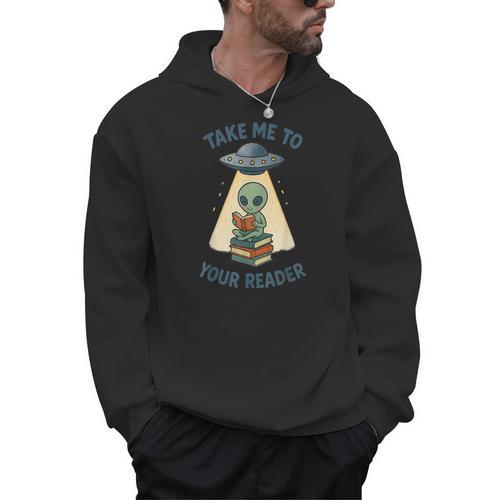 Teacher Alien Books UFO Reading Take Me To Your Reader Men Hoodie - teacherstshirts.com AU