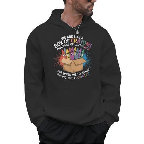 Teacher We Are Like a Box Of Crayons Men Hoodie - teacherstshirts.com AU