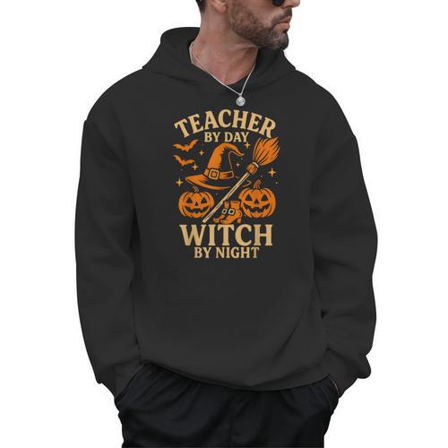 Teacher By Day Witch By Night Halloween Teacher Witch Men Hoodie - teacherstshirts.com AU