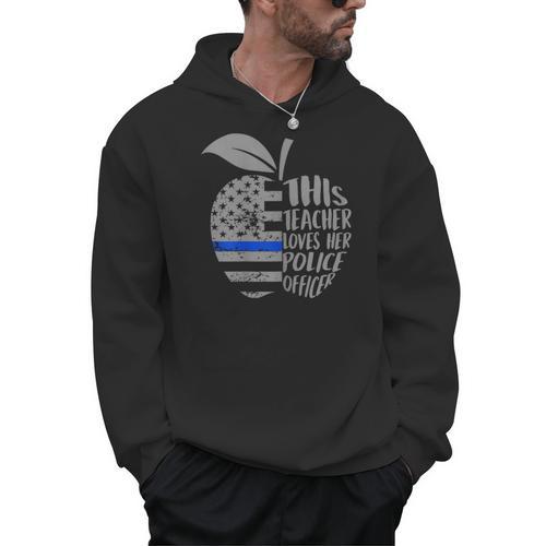 This Teacher Loves Her Police Officer Wife Saying Men Hoodie - teacherstshirts.com AU