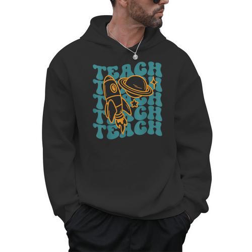Teacher Outer Space Science Astronomy Planet Saturn Teach Men Hoodie - teacherstshirts.com