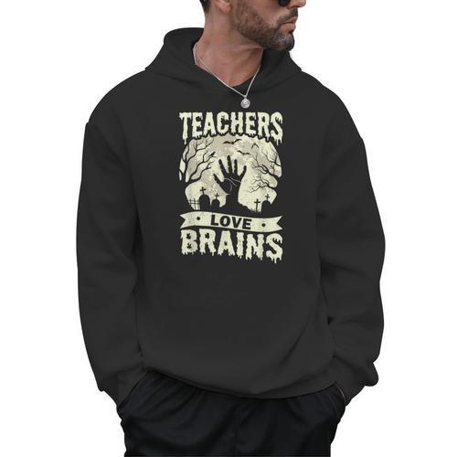 Teachers Love Brains Halloween Costume Boo Trick Teach Men Hoodie - teacherstshirts.com UK
