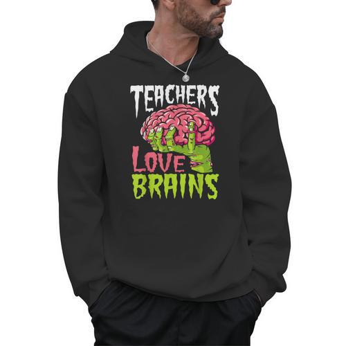 Teachers Love Brains Zombie Teacher Halloween Zombies Men Hoodie - teacherstshirts.com UK