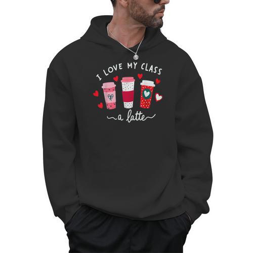 Teachers Valentine Day I Love My Class A Latte Coffee Women Men Hoodie - teacherstshirts.com AU