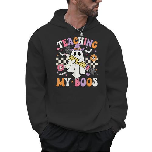 Teaching My Boos Ghost Teacher Cute Groovy Halloween Teacher Men Hoodie - teacherstshirts.com AU