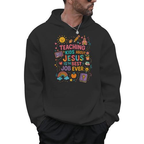 Teaching Kids About Jesus Is The Best Job Ever Bible Teacher Men Hoodie - teacherstshirts.com DE