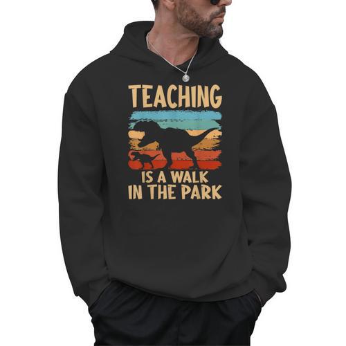 Teaching Is a Walk In Park Dinosaur Teacher Men Hoodie - teacherstshirts.com