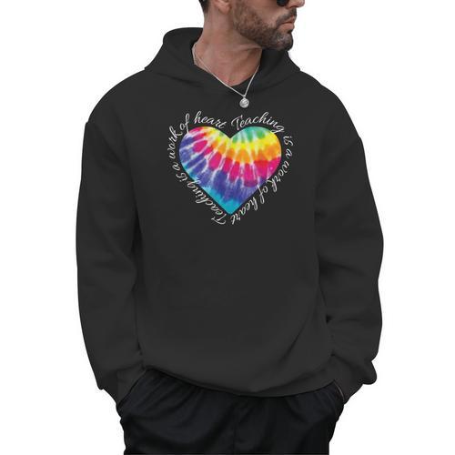 Teaching Is a Work Of Heart Tie Dye Hippie For Teacher For Men Women Girls Kids Men Hoodie - teacherstshirts.com CA