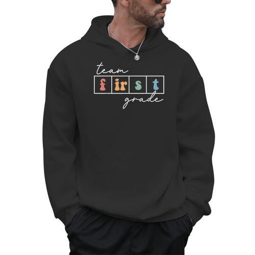 Team First Grade Back To School 1st Grade Teacher Kids Cute Men Hoodie - teacherstshirts.com CA