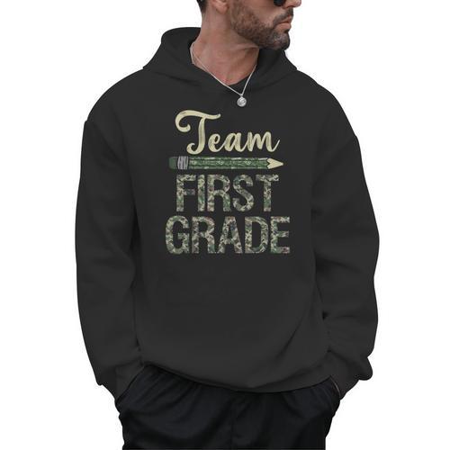 Team First Grade Camo 1st Grade Teacher Camouflage Men Hoodie - teacherstshirts.com AU