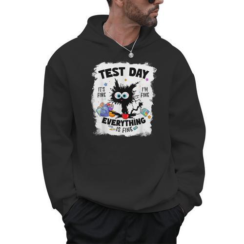 Test Day Stressed Cat Teacher Student Kids Testing Day Men Hoodie - teacherstshirts.com