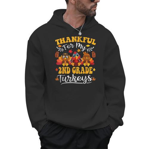 Thankful For My 2nd Grade Turkeys Thanksgiving Teacher Fall Men Hoodie - teacherstshirts.com DE
