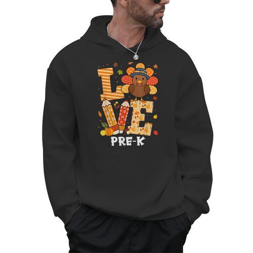 Thanksgiving Love Pre-K Teacher Turkey Autumn Fall For Men Women Girls Kids Men Hoodie - teacherstshirts.com UK