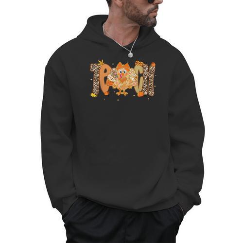 Thanksgiving Turkey Teach Thankful Teacher Girly Bow Women Men Hoodie - teacherstshirts.com