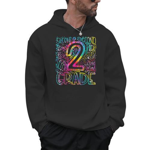 Tie Dye 2nd Grade Typography Team Second Grade Teacher Men Hoodie - teacherstshirts.com