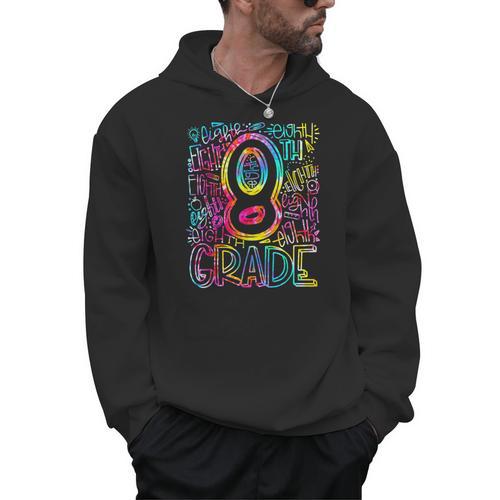 Tie Dye 8th Grade Typography Team Eighth Grade Teacher Men Hoodie - teacherstshirts.com