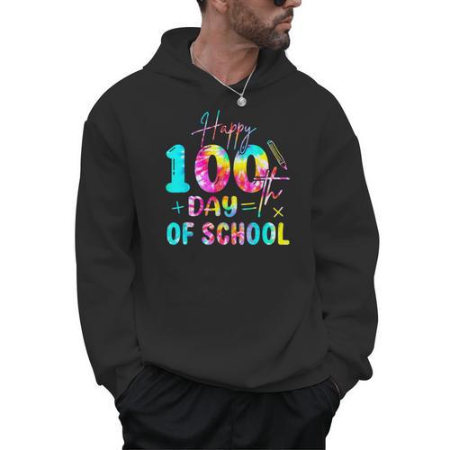 Tie Dye Happy 100th Day Of School Teacher Student 100 Days Men Hoodie - teacherstshirts.com