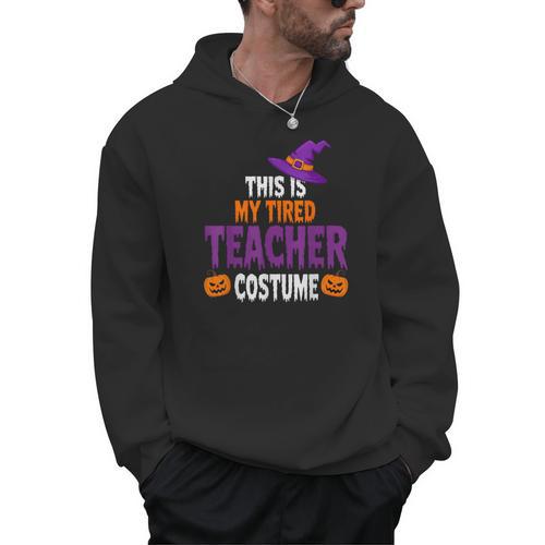 Tired Teacher Costume For Halloween Teachers Men Hoodie - teacherstshirts.com UK