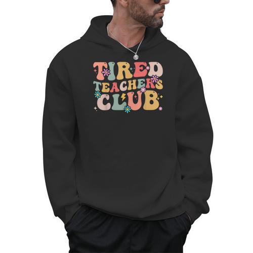 Tired Teachers Club Groovy Teachers Back To School Tee Men Hoodie - teacherstshirts.com CA