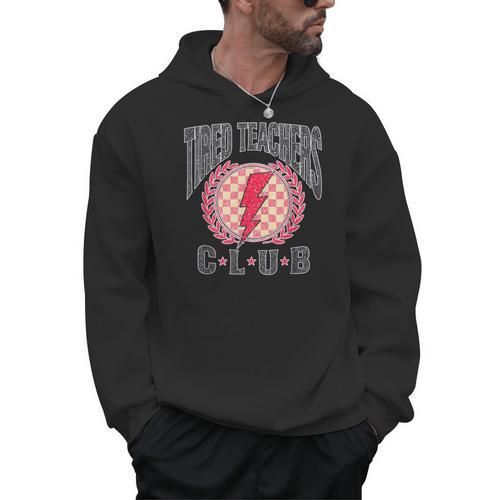 Tired Teachers Club Study Lover School Apparel Men Hoodie - teacherstshirts.com AU
