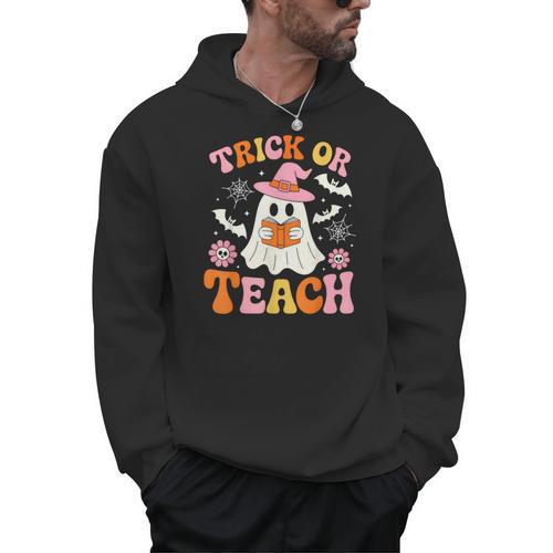 Trick Or Teach Cute Floral Ghost Teacher Halloween Costume Men Hoodie - teacherstshirts.com DE