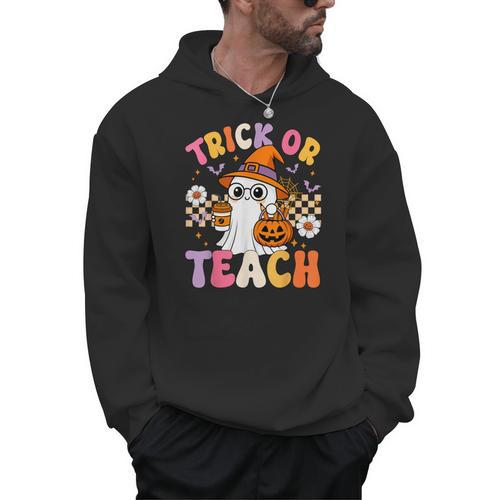 Trick Or Teach Cute Ghost Coffee Pumpkins Halloween Teacher Men Hoodie - teacherstshirts.com DE