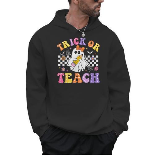 Trick Or Teach Groovy Halloween Teachers Men Hoodie - teacherstshirts.com
