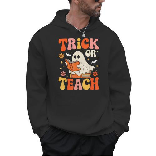 Trick Or Teach Halloween Shirt For Teacher Kids Floral Ghost Men Hoodie - teacherstshirts.com CA