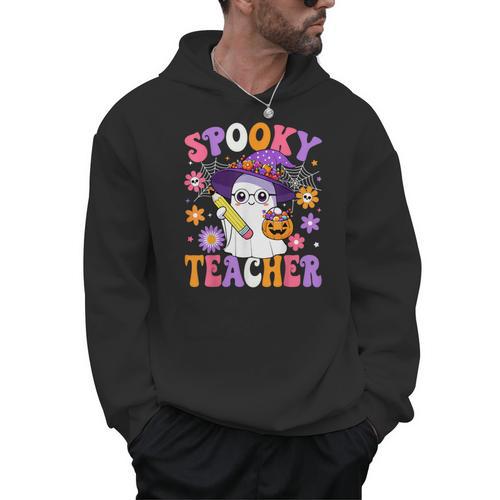 Trick Or Teach Spooky Teacher Ghost Halloween Teacher Men Hoodie - teacherstshirts.com UK