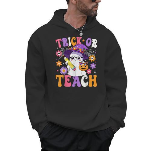 Trick Or Teach Teacher Ghost Teaching Fun Halloween Teacher Men Hoodie - teacherstshirts.com UK